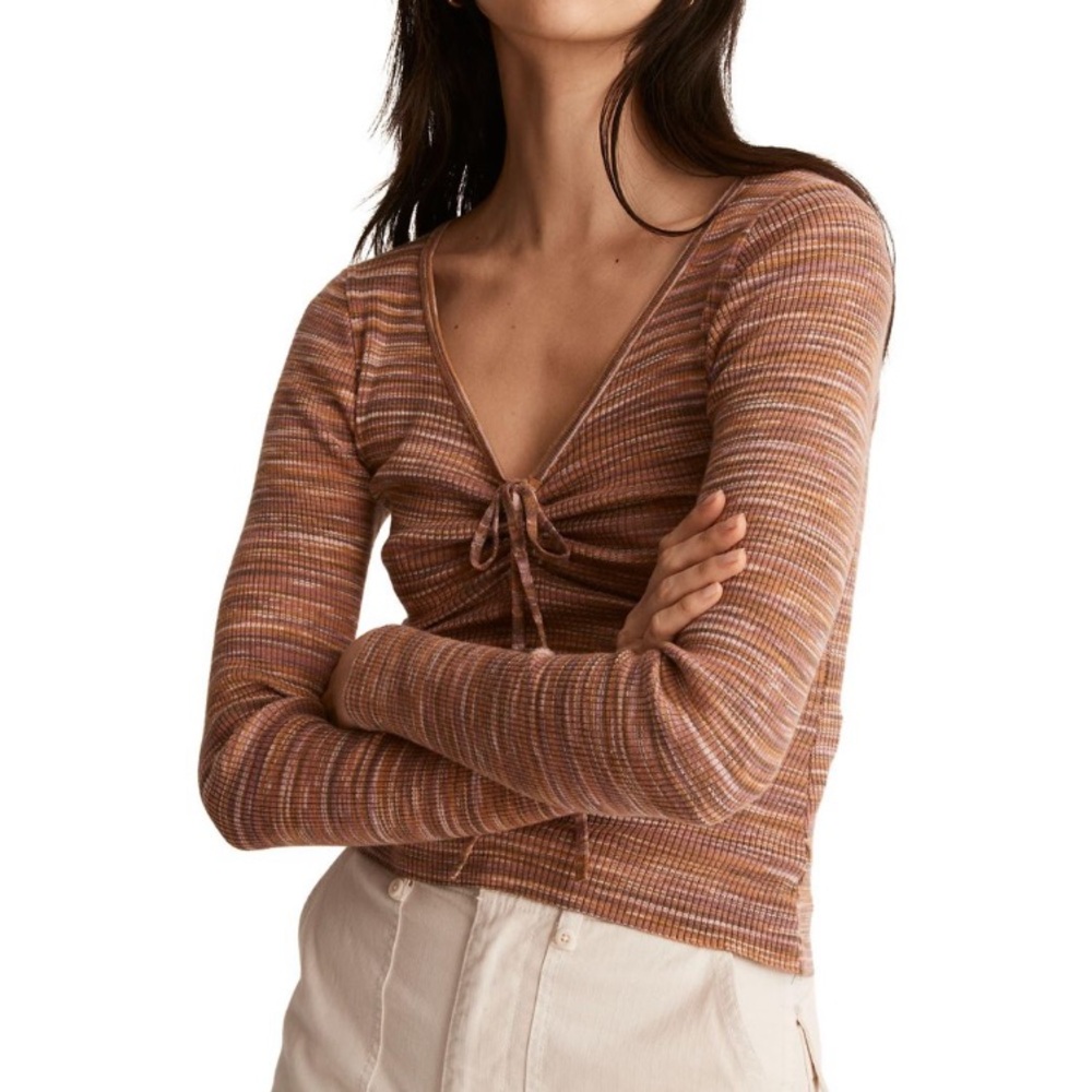 Madewell space dye sweetheart neckline ribbed knit top